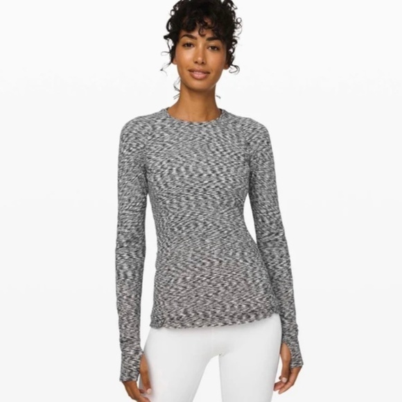 Lululemon Runderful‎ Long Sleeve Spaced Out Space Dye Black White - Picture 1 of 11
